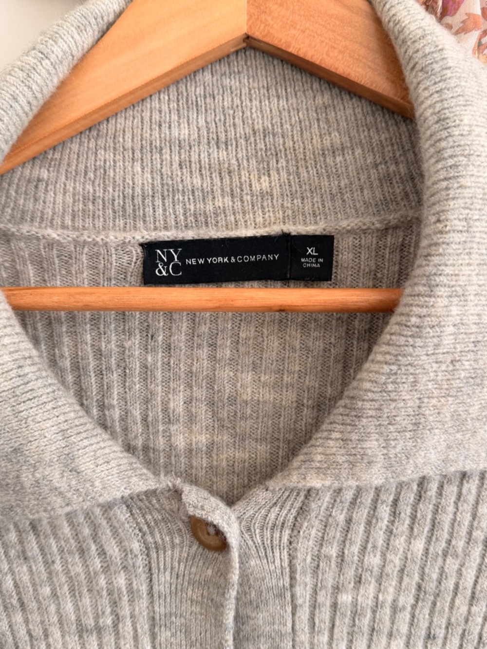 New York and Co Cozy Ribbed Button-Up Sweater Cardigan in Light Gray - Picture 6 of 8